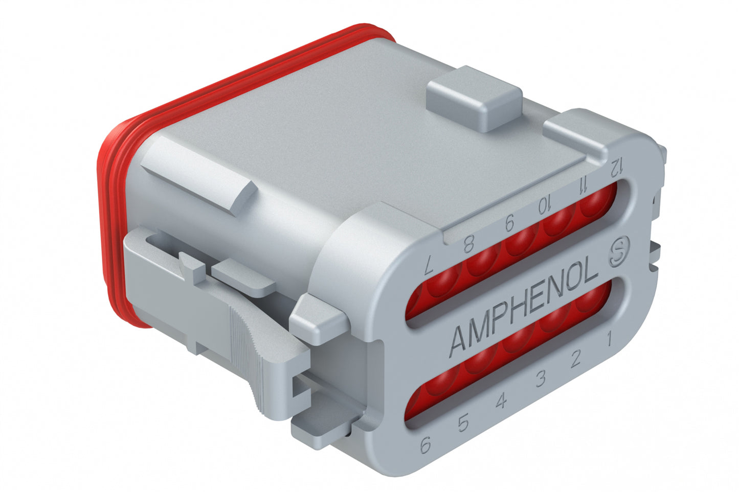 AT06-12SD-ECGRY 12-Way Plug, Female Connector with D Position Key and End Cap, Grey