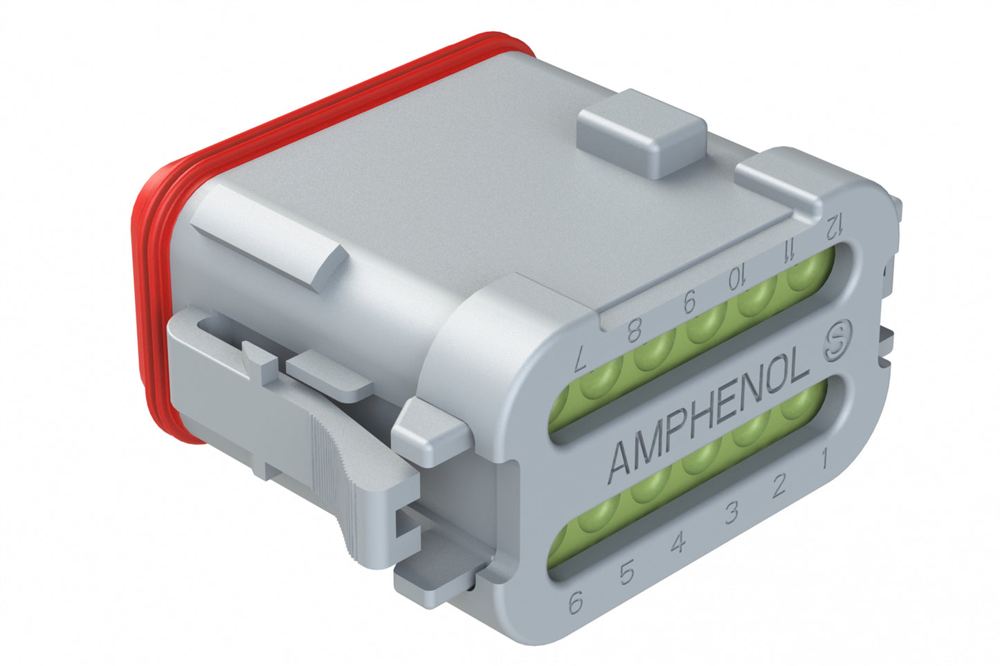 AT06-12SD-MMGRY 12-Way Plug, Female Connector with D Position Key and Reduced Diameter Seal (E-Seal) and Enhanced Seal Retention (P012), End Cap, Grey