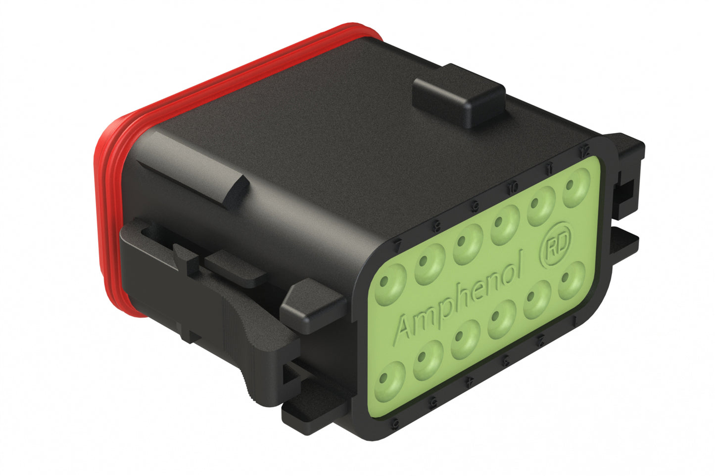 AT06-12SD-RDBLK 12-Way Plug, Female Connector with D Position Key and Reduced Diameter Seal (E-Seal), Black