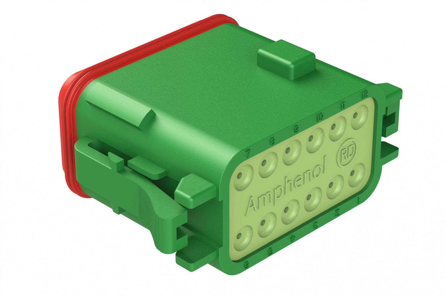 AT06-12SD-RDGRN 12-Way Plug, Female Connector with D Position Key and Reduced Diameter Seal (E-Seal), Green