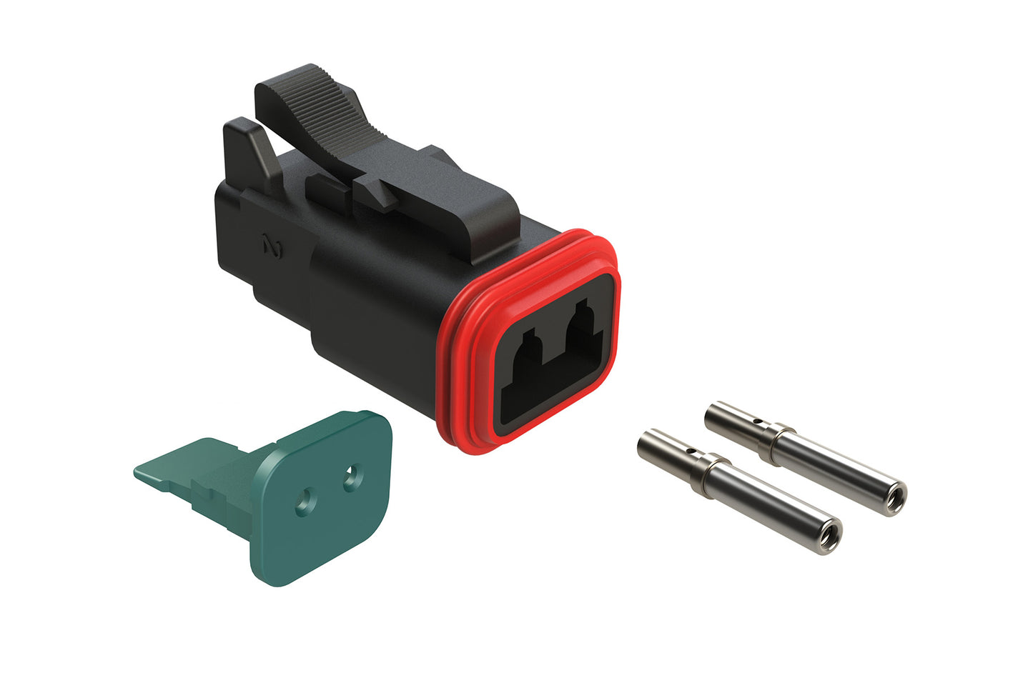 AT06-2S-KIT01BLK 2 Position Plug, Wedge and Contacts Kit, Socket, Black