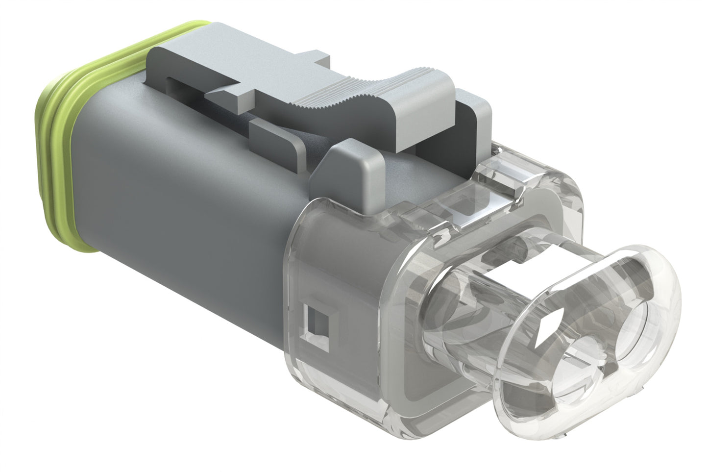 AT06-2S-LED12VR1 2 Position LED Plug, Socket, 12V, RVP Circuit, Reduced Diameter Seal, Clear Endcap, Green LED, Grey