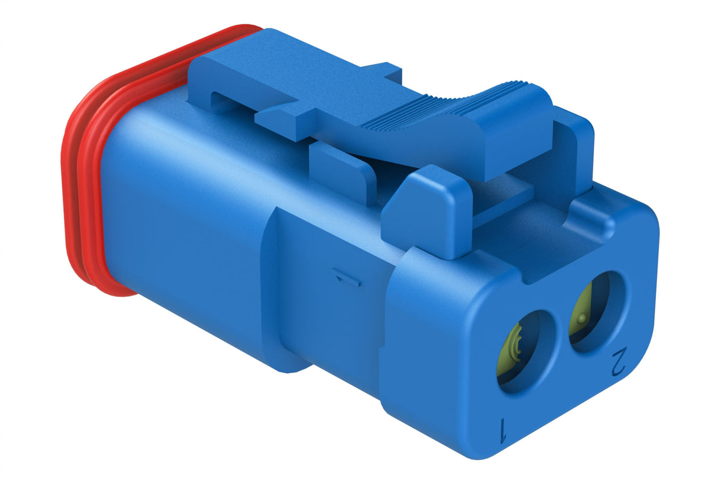 AT06-2S-MM01BLU 2-Way Plug, Black Female Connector with Reduced Diameter Seal (E-Seal) and Enhanced Seal Retention (P012) and End Cap, Blue