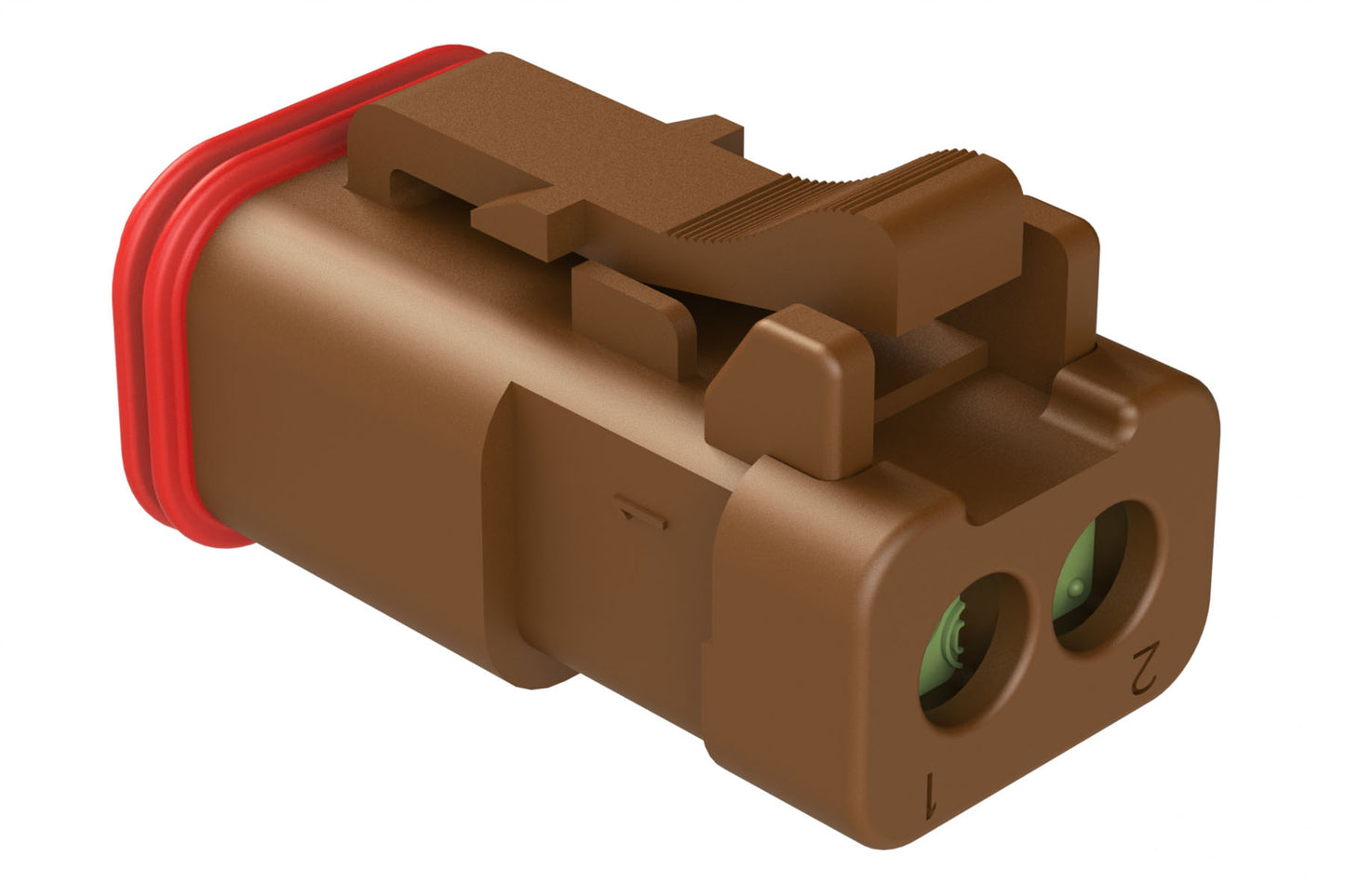 AT06-2S-MM01BRN 2-Way Plug, Black Female Connector with Reduced Diameter Seal (E-Seal) and Enhanced Seal Retention (P012) and End Cap, Brown