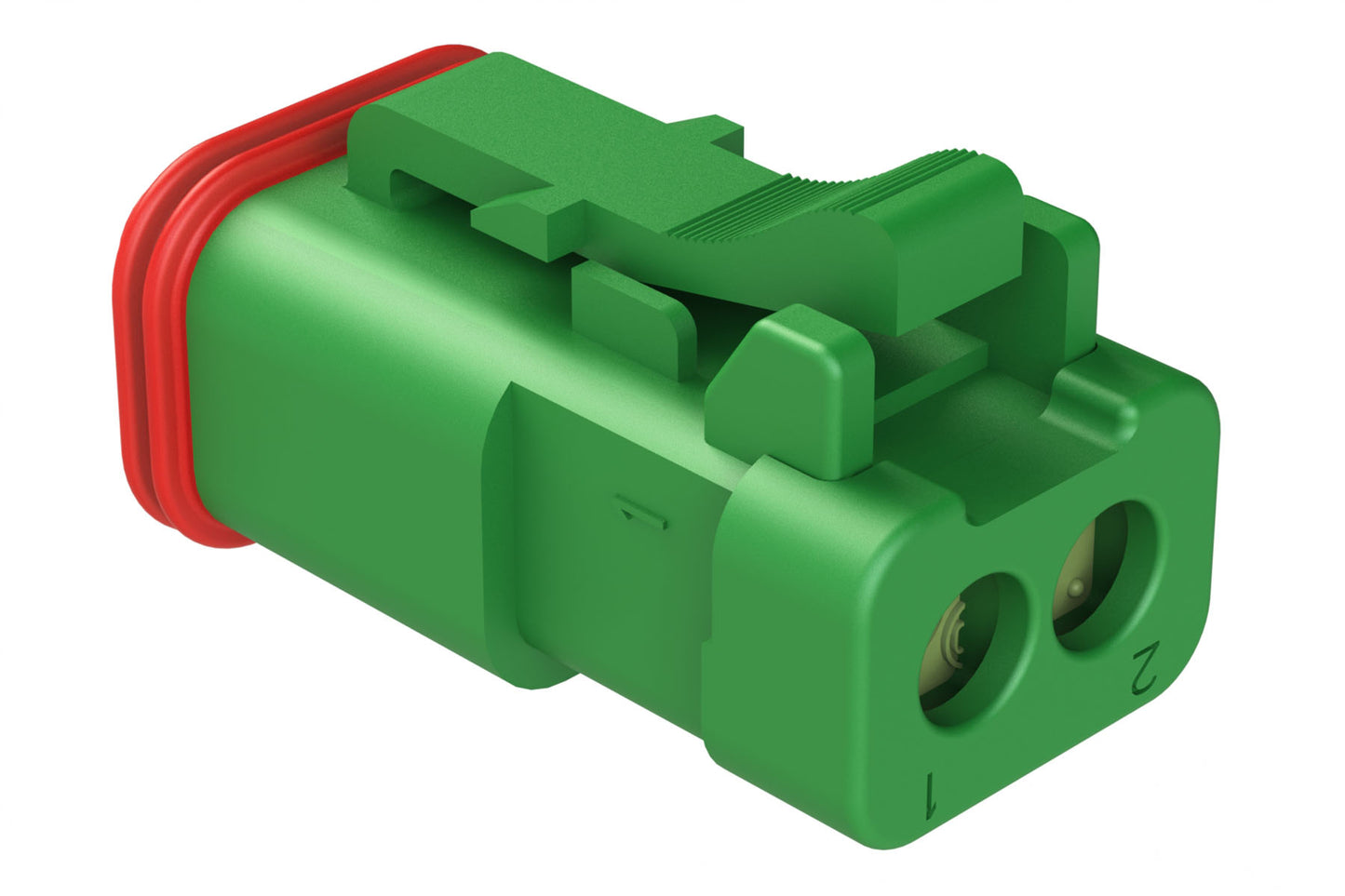 AT06-2S-MM01GRN 2-Way Plug, Green Female Connector with Reduced Diameter Seal (E-Seal) and Enhanced Seal Retention (P012) and End Cap, Green