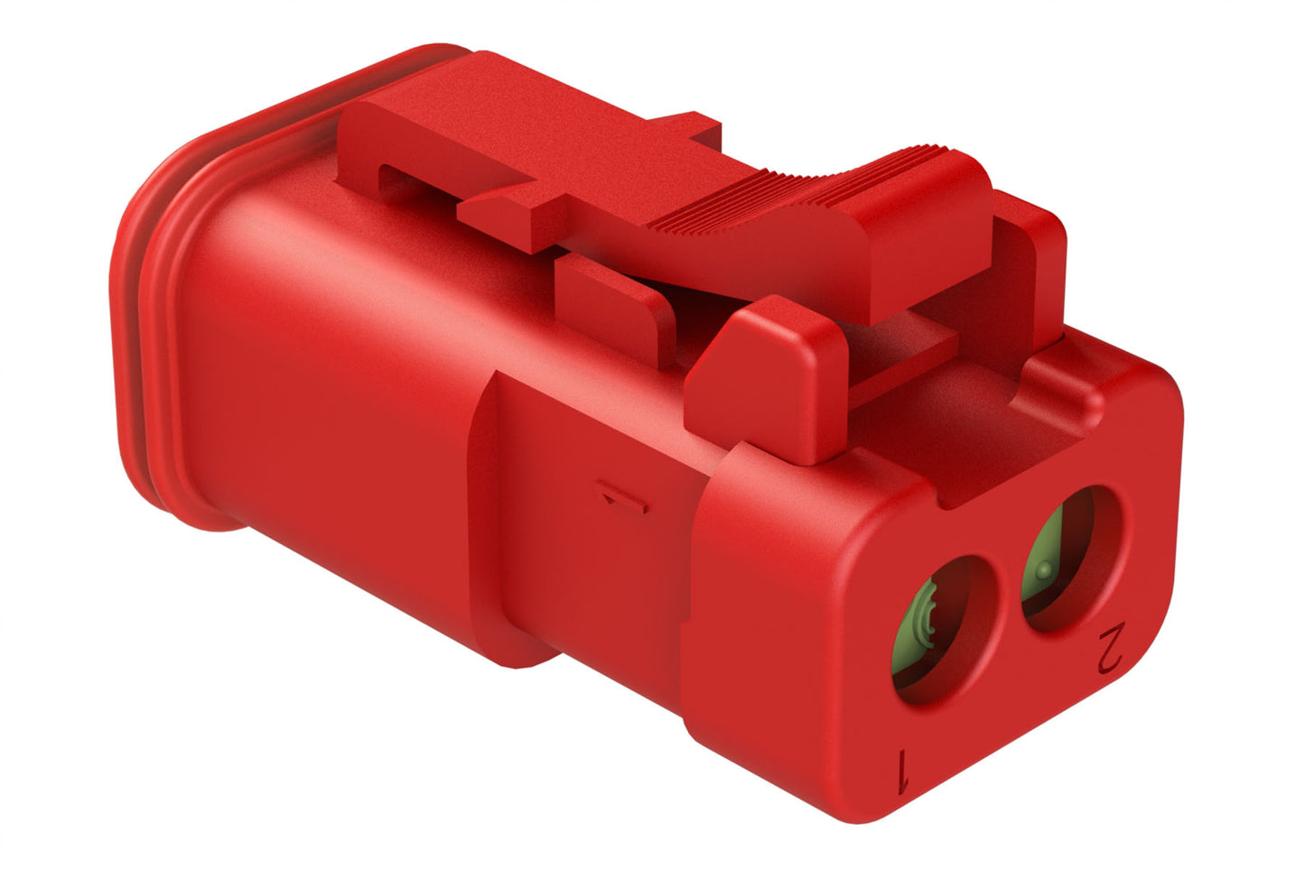 AT06-2S-MM01RED 2-Way Plug, Black Female Connector with Reduced Diameter Seal (E-Seal) and Enhanced Seal Retention (P012) and End Cap, Red