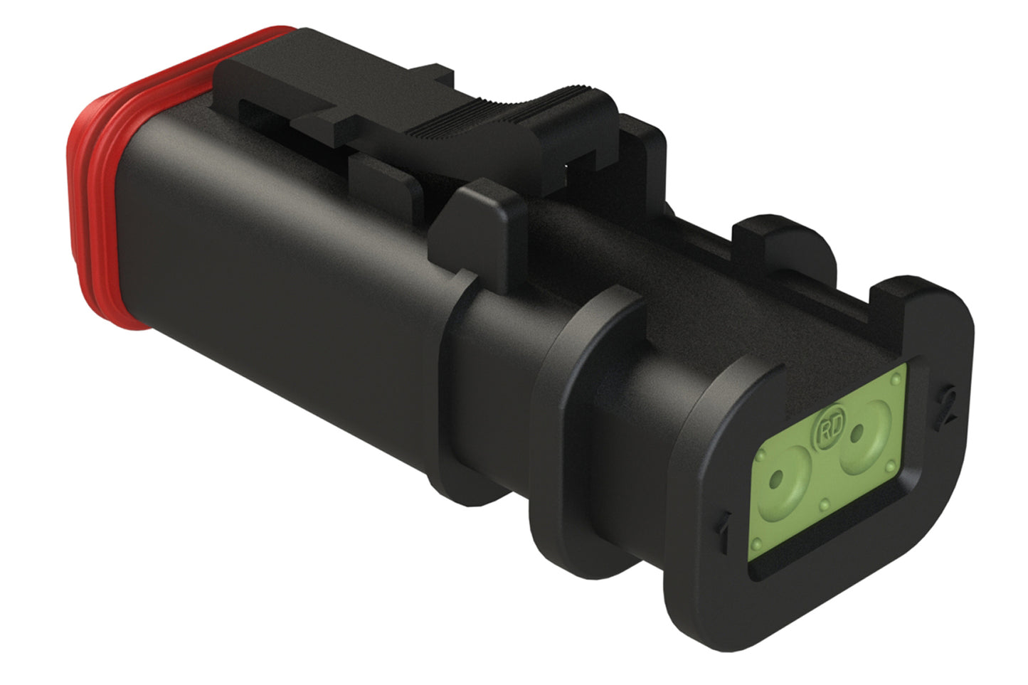 AT06-2S-OMRDBLK 2 Position Overmolded Plug, Socket, Reduced Seal, Black