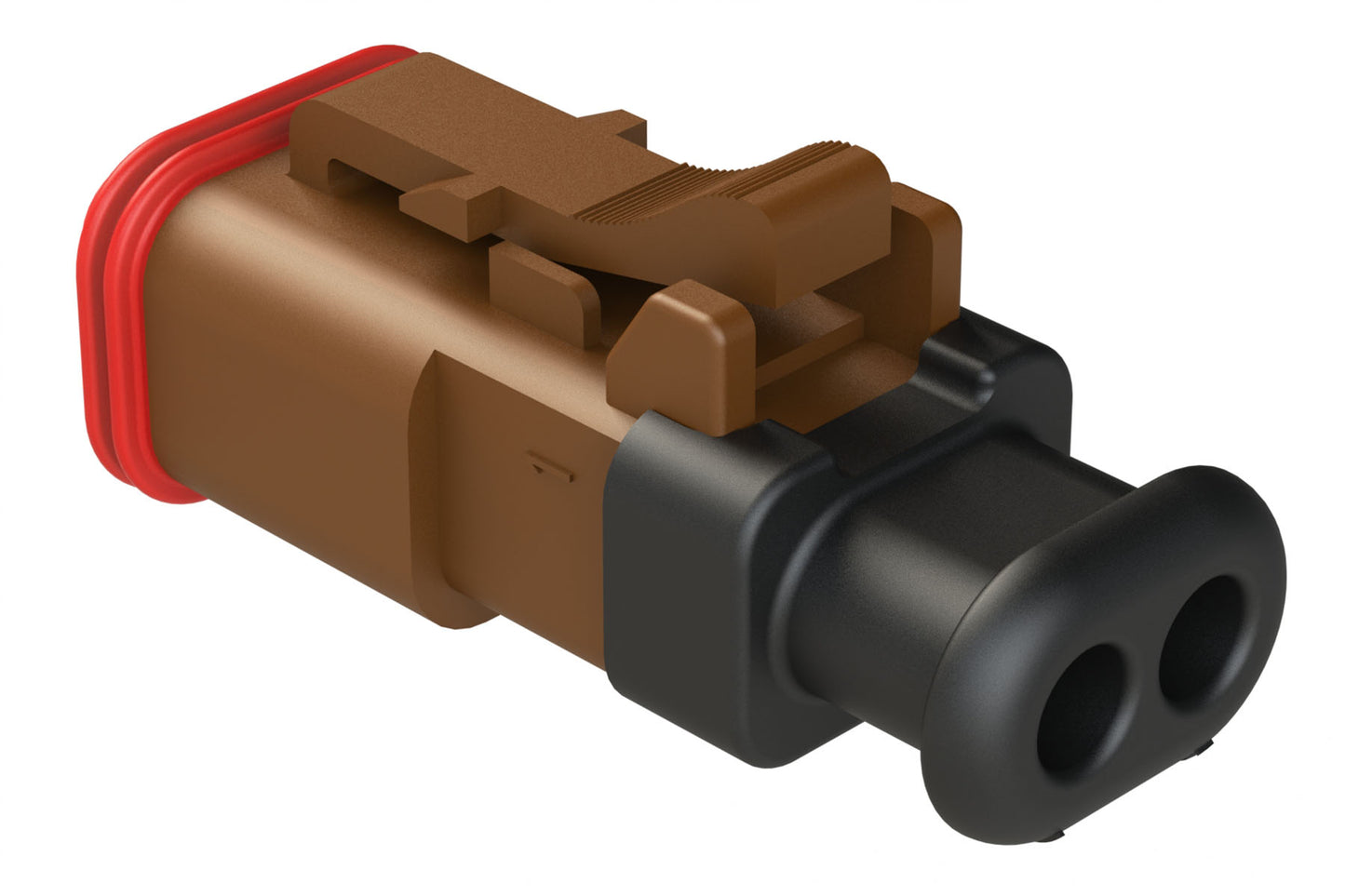 AT06-2S-SR01BRN 2-Way Plug Female Connector with Strain Relief Endcap, Standard Seal, Brown