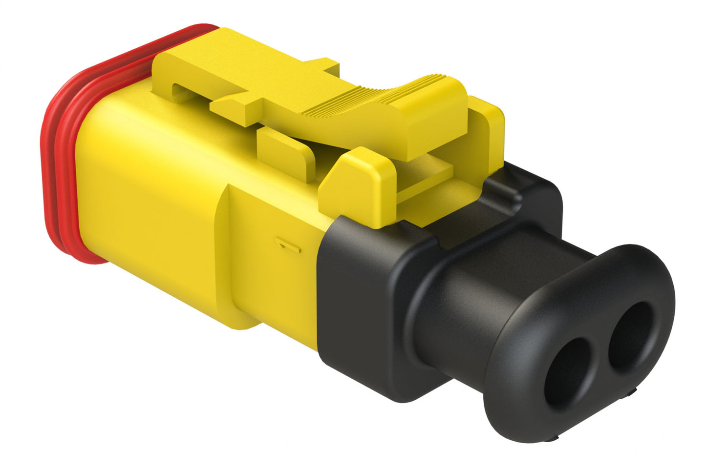 AT06-2S-SR01YEL 2-Way Plug Female Connector with Strain Relief Endcap, Standard Seal, Yellow