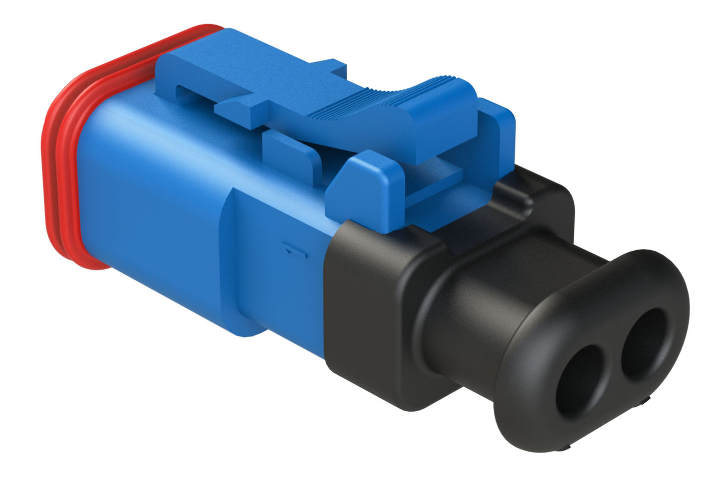 AT06-2S-SR02BLU 2-Way Plug Female Connector with Strain Relief Endcap, Reduced Seal, Blue