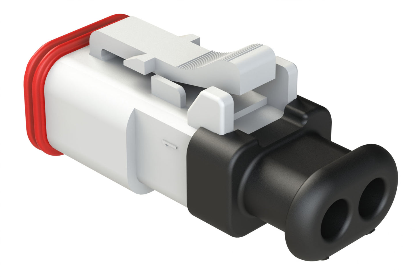 AT06-2S-SR02WHT 2-Way Plug Female Connector with Strain Relief Endcap, Reduced Seal, White