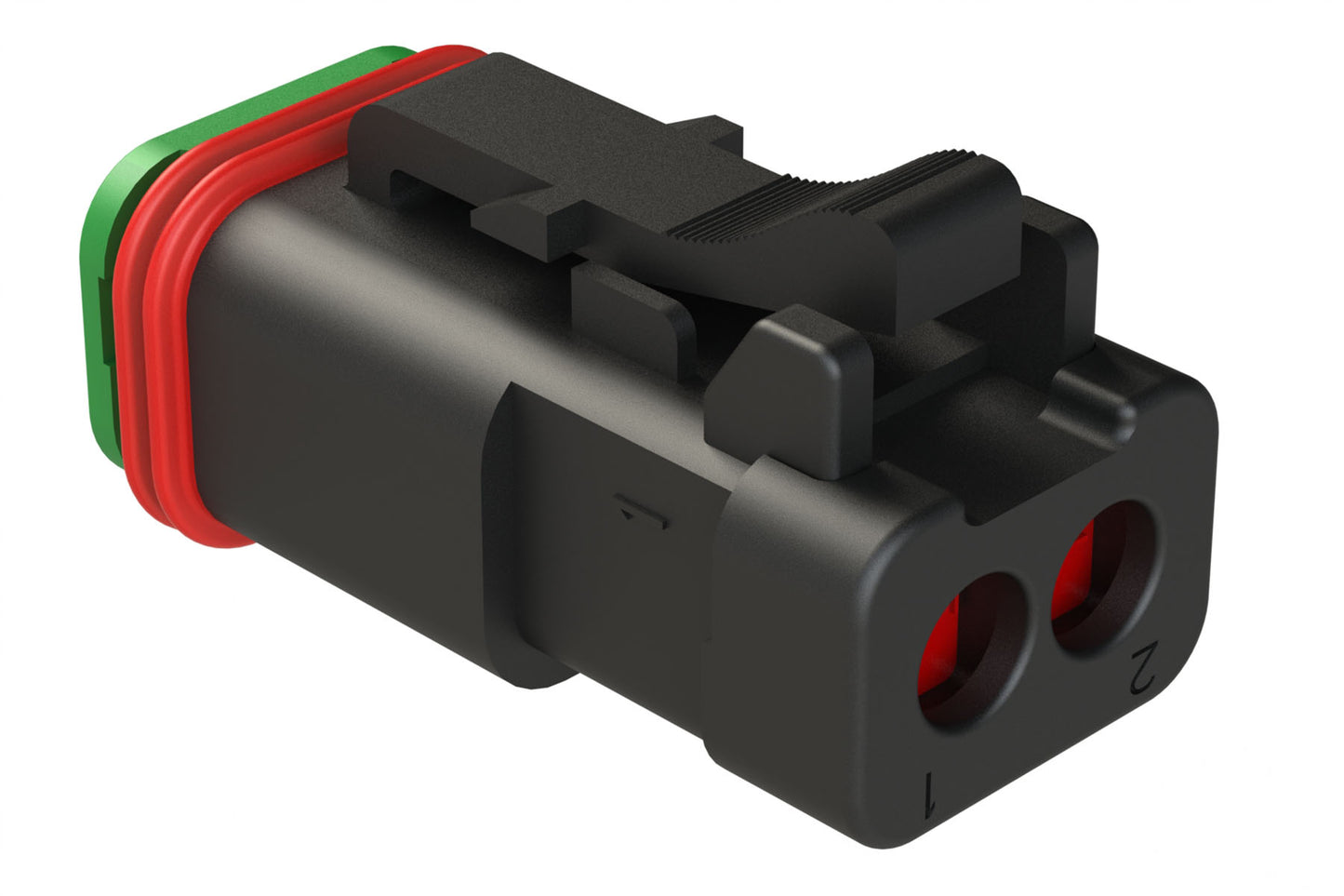 AT06-2S-SS01BLK 2-Way Receptacle, Female Connector with Solid Rear Grommet and Endcap, Black