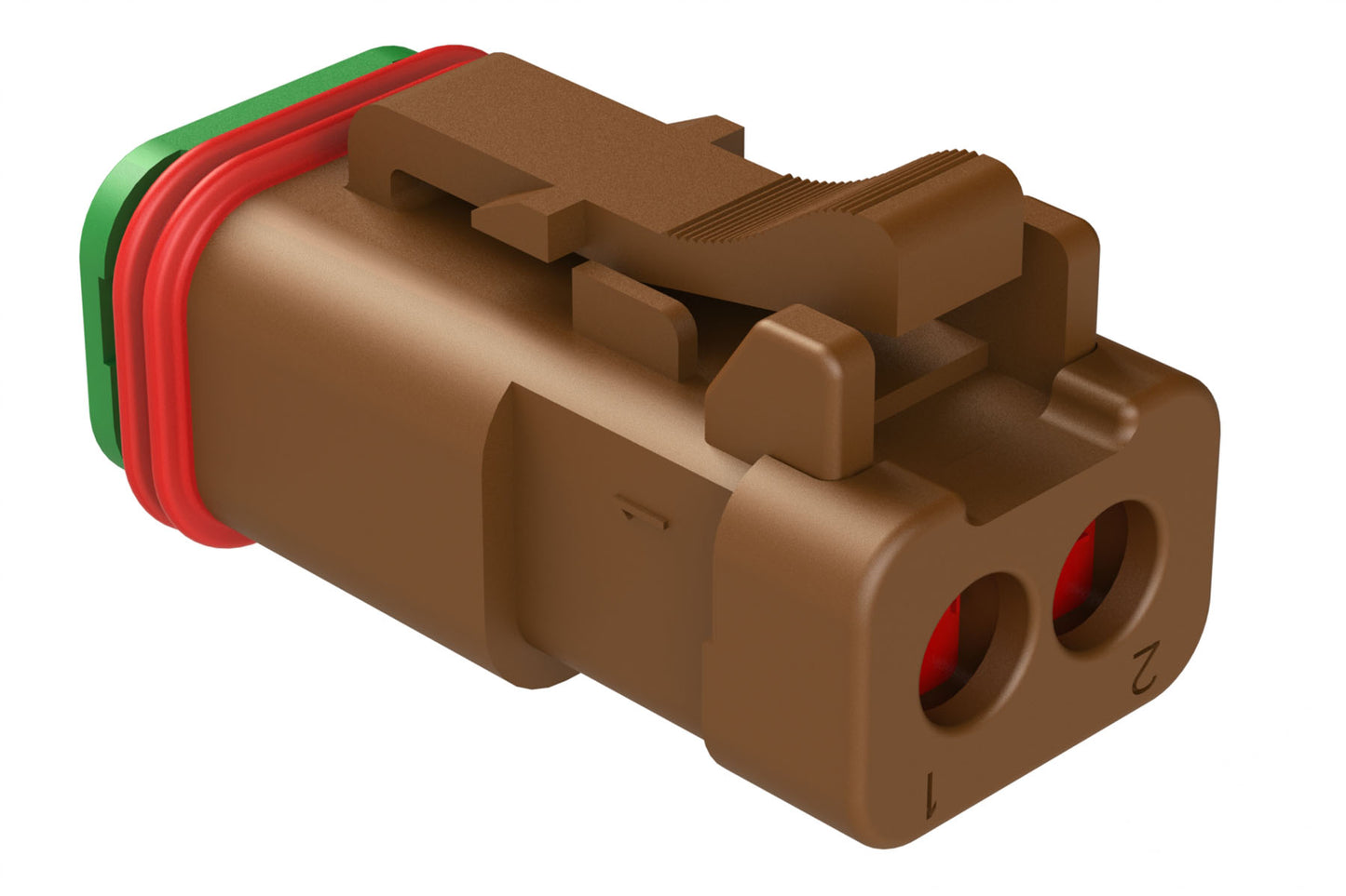 AT06-2S-SS01BRN 2-Way Receptacle, Female Connector with Solid Rear Grommet and Endcap, Brown