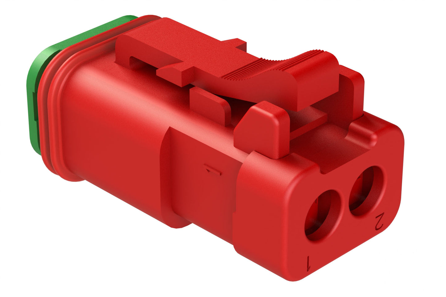 AT06-2S-SS01RED 2-Way Receptacle, Female Connector with Solid Rear Grommet and Endcap, Red