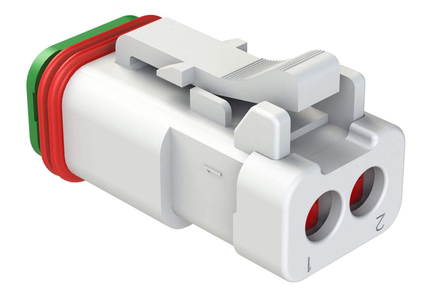 AT06-2S-SS01WHT 2-Way Receptacle, Female Connector with Solid Rear Grommet and Endcap, White