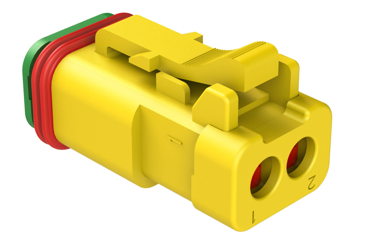 AT06-2S-SS01YEL 2-Way Receptacle, Female Connector with Solid Rear Grommet and Endcap, Yellow
