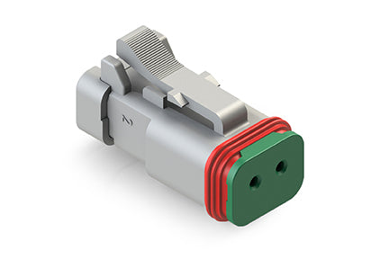 AT06-2S-SS01 2-Way Plug, Female Connector with Solid Rear Grommet and Endcap, Wedgelock included. DT06-2S-C017