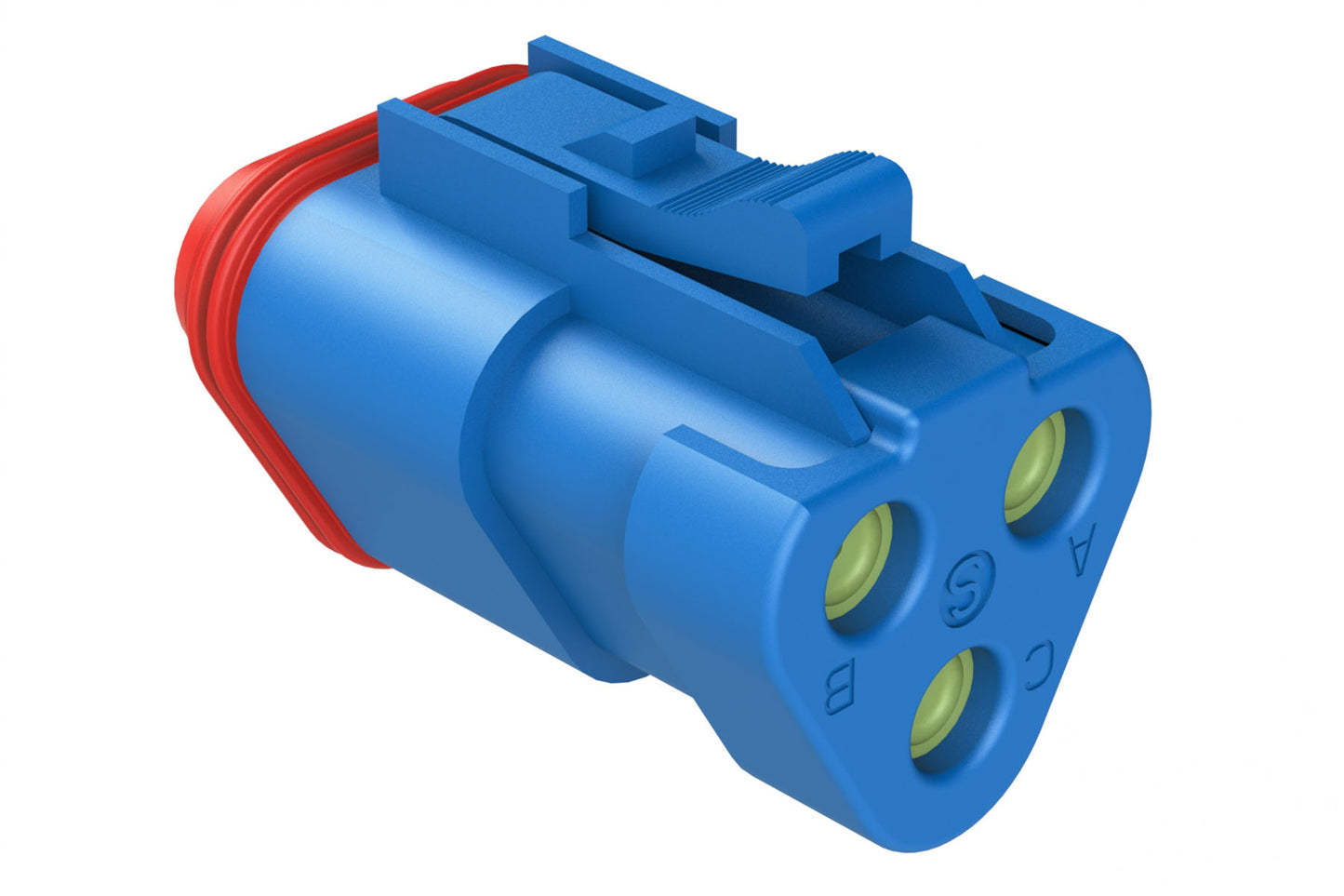 AT06-3S-MM01BLU 3-Way Plug, Female Connector with Reduced Diameter Seal (E-Seal) and End Cap, Blue