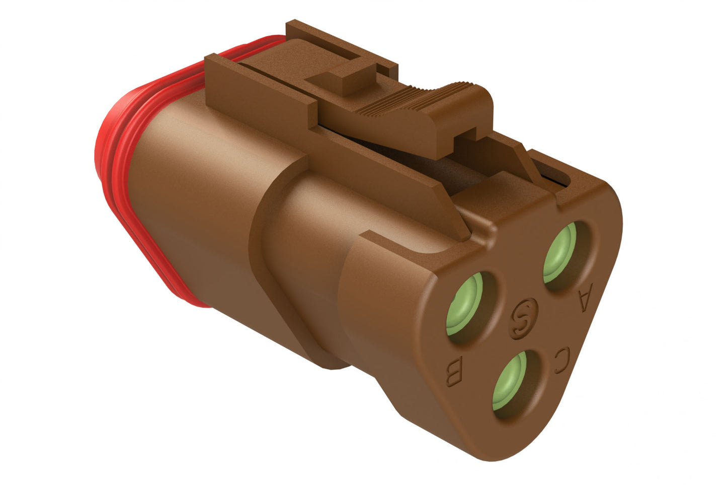 AT06-3S-MM01BRN 3-Way Plug, Female Connector with Reduced Diameter Seal (E-Seal) and End Cap, Brown