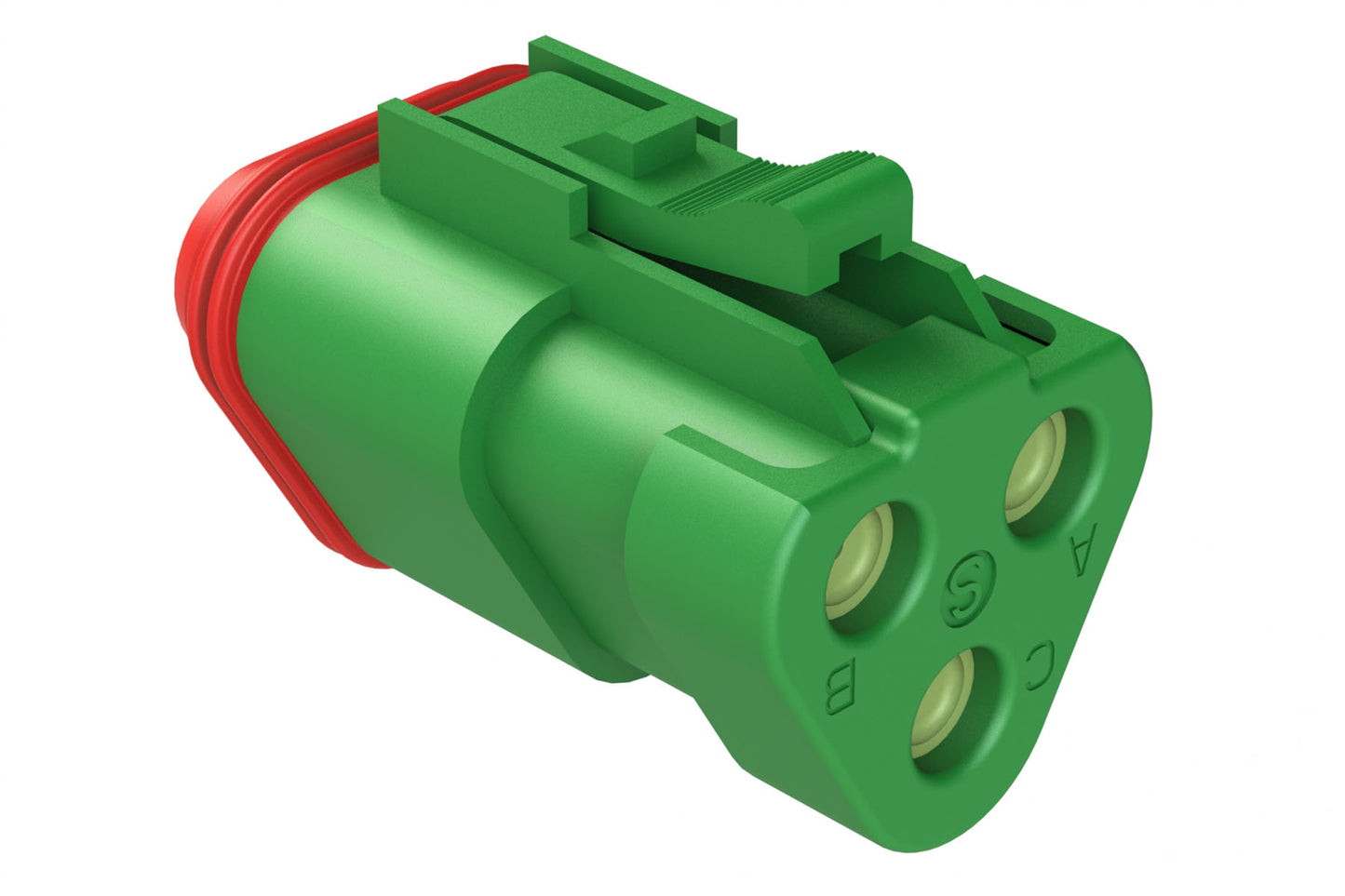 AT06-3S-MM01GRN 3-Way Plug, Female Connector with Reduced Diameter Seal (E-Seal) and End Cap, Green
