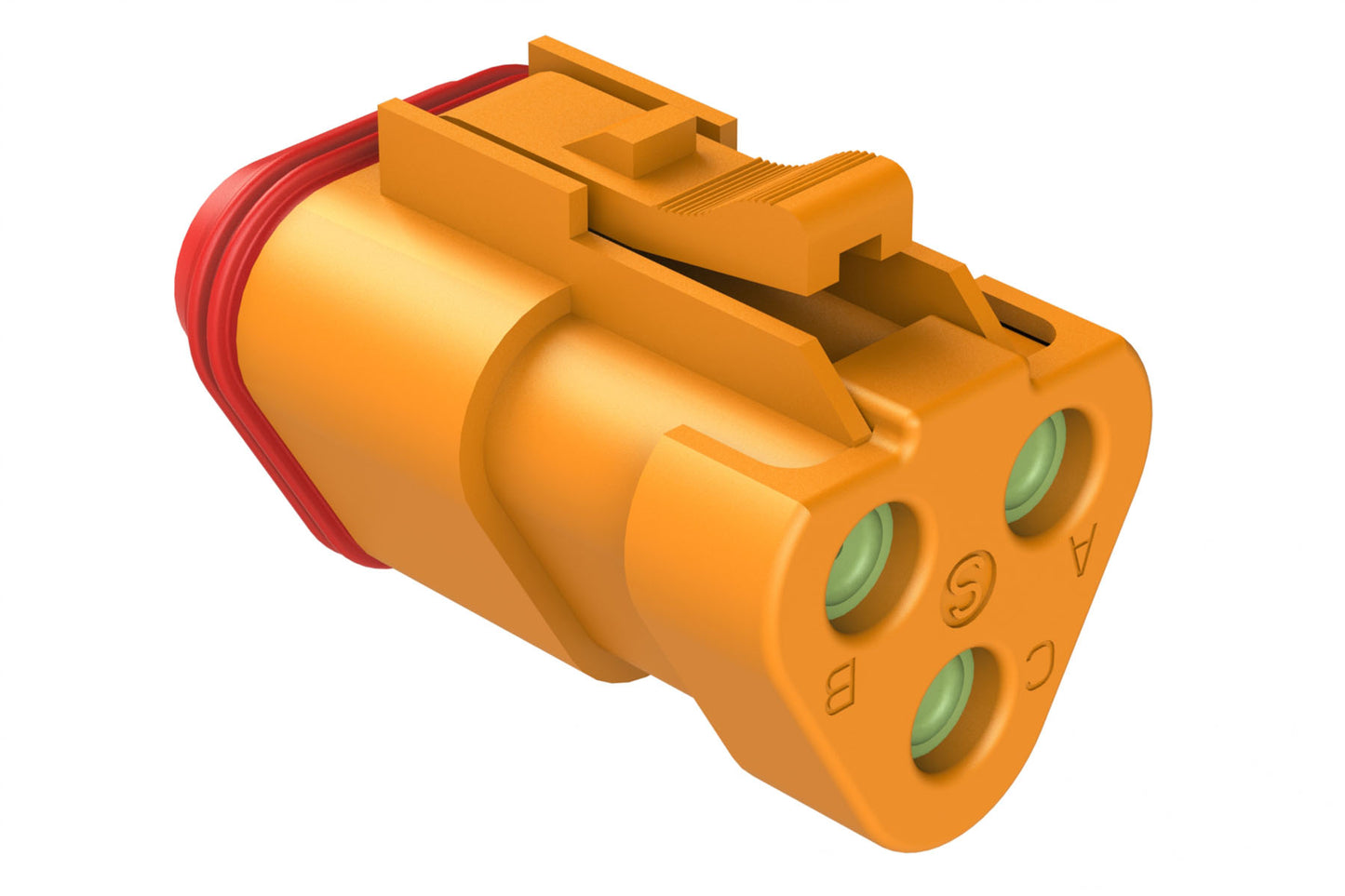 AT06-3S-MM01ORG 3-Way Plug, Female Connector with Reduced Diameter Seal (E-Seal) and End Cap, Orange