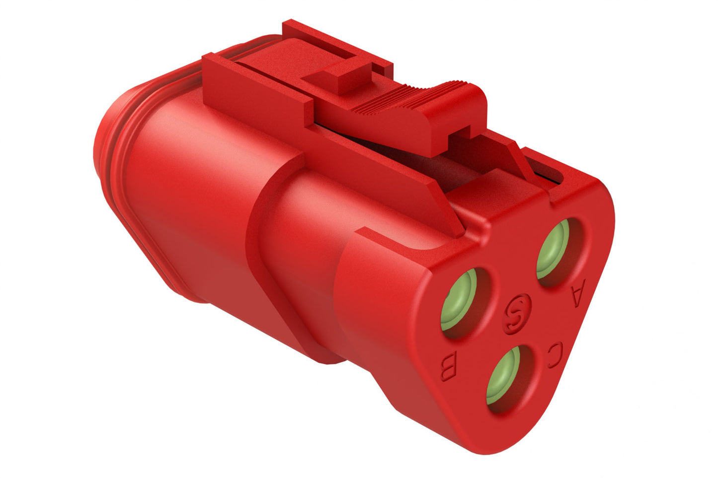 AT06-3S-MM01RED 3-Way Plug, Female Connector with Reduced Diameter Seal (E-Seal) and End Cap, Red