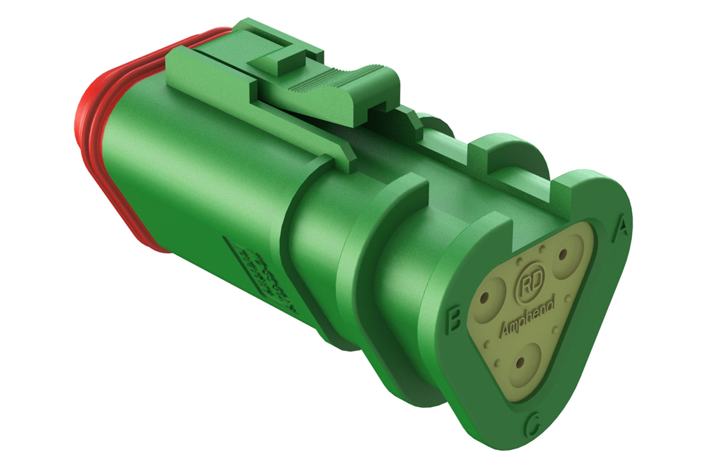 AT06-3S-OMRDGRN 3 Position Overmolded Plug, Socket, Reduced Seal, Green