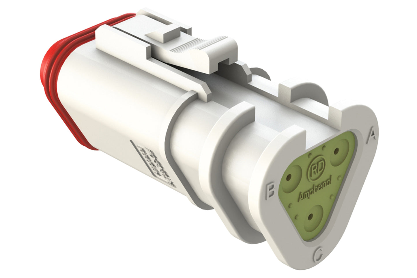 AT06-3S-OMRDWHT 3 Position Overmolded Plug, Socket, Reduced Seal, White