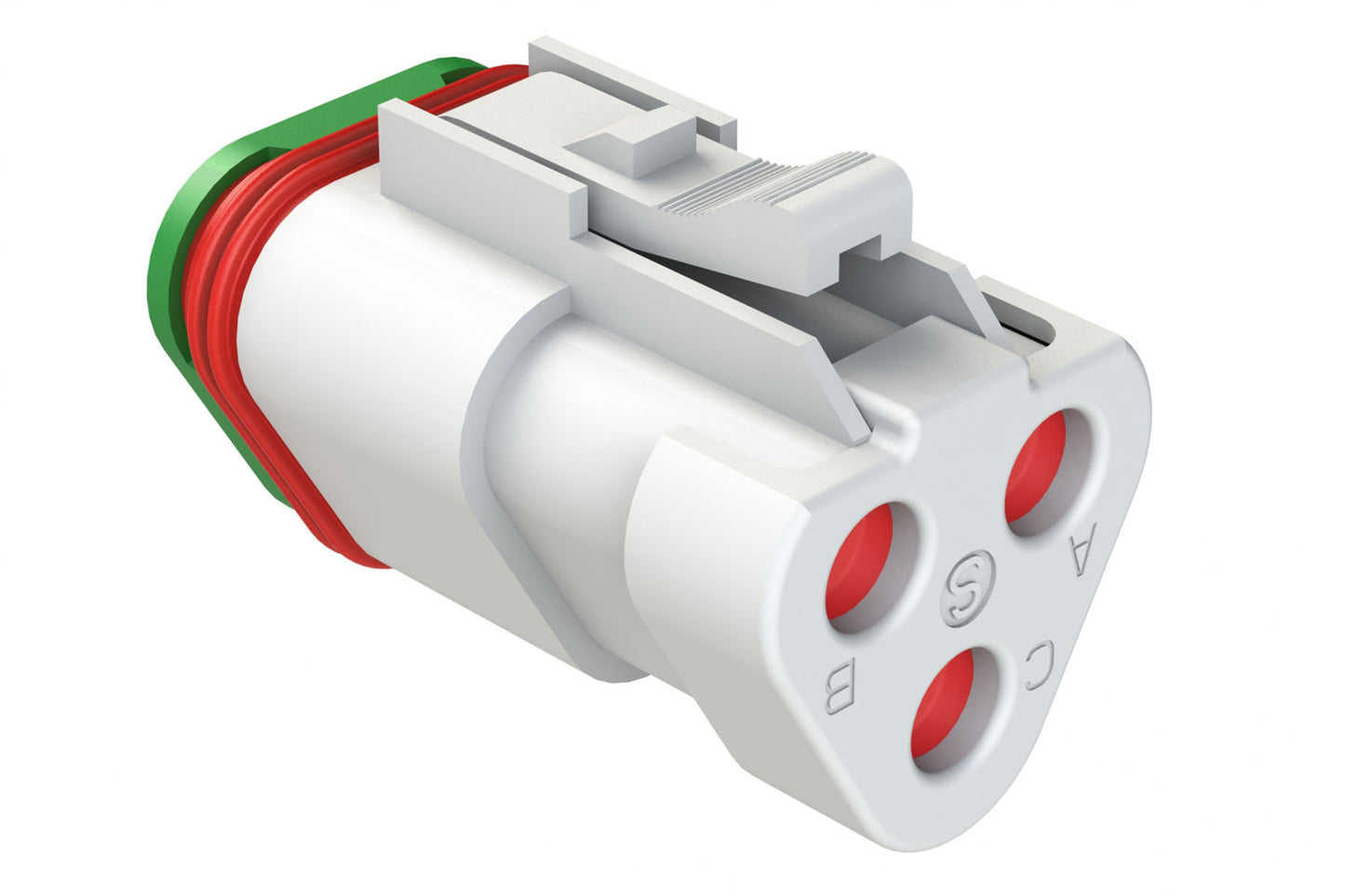 AT06-3S-SS01WHT 3-Way Plug, Female Connector with Solid Rear Grommet and Endcap, Wedgelock included, White