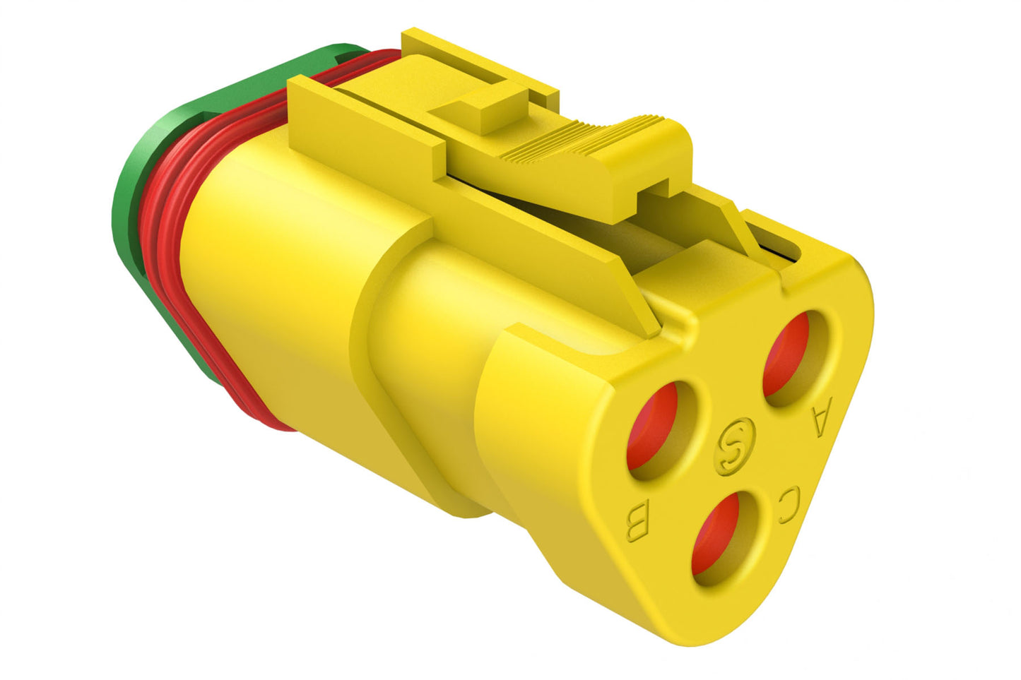 AT06-3S-SS01YEL 3-Way Plug, Female Connector with Solid Rear Grommet and Endcap, Wedgelock included, Yellow