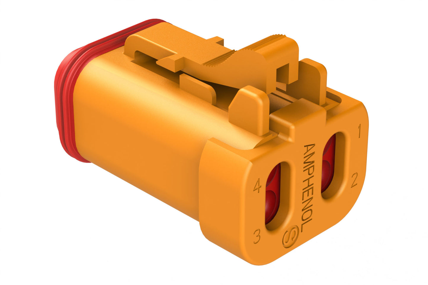 AT06-4S-EC01ORG 4-Way Plug, Female Connector with End Cap, Orange