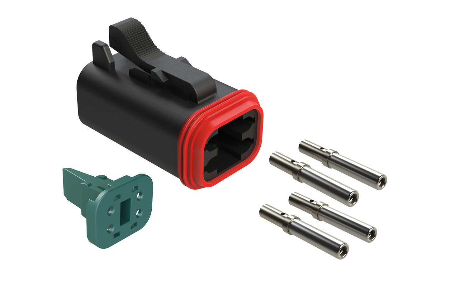 AT06-4S-KIT01BLK 4 Position Plug, Wedge and Contacts Kit, Socket, Black