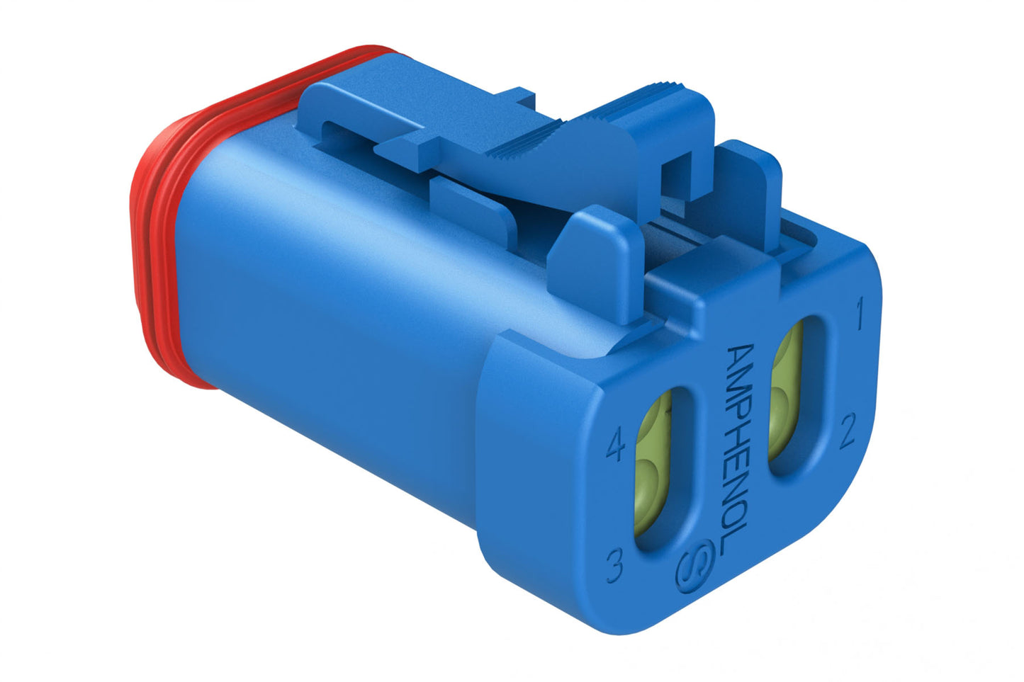 AT06-4S-MM01BLU 4-Way Plug, Female Connector with Reduced Diameter Seal (E-Seal) and End Cap, Blue