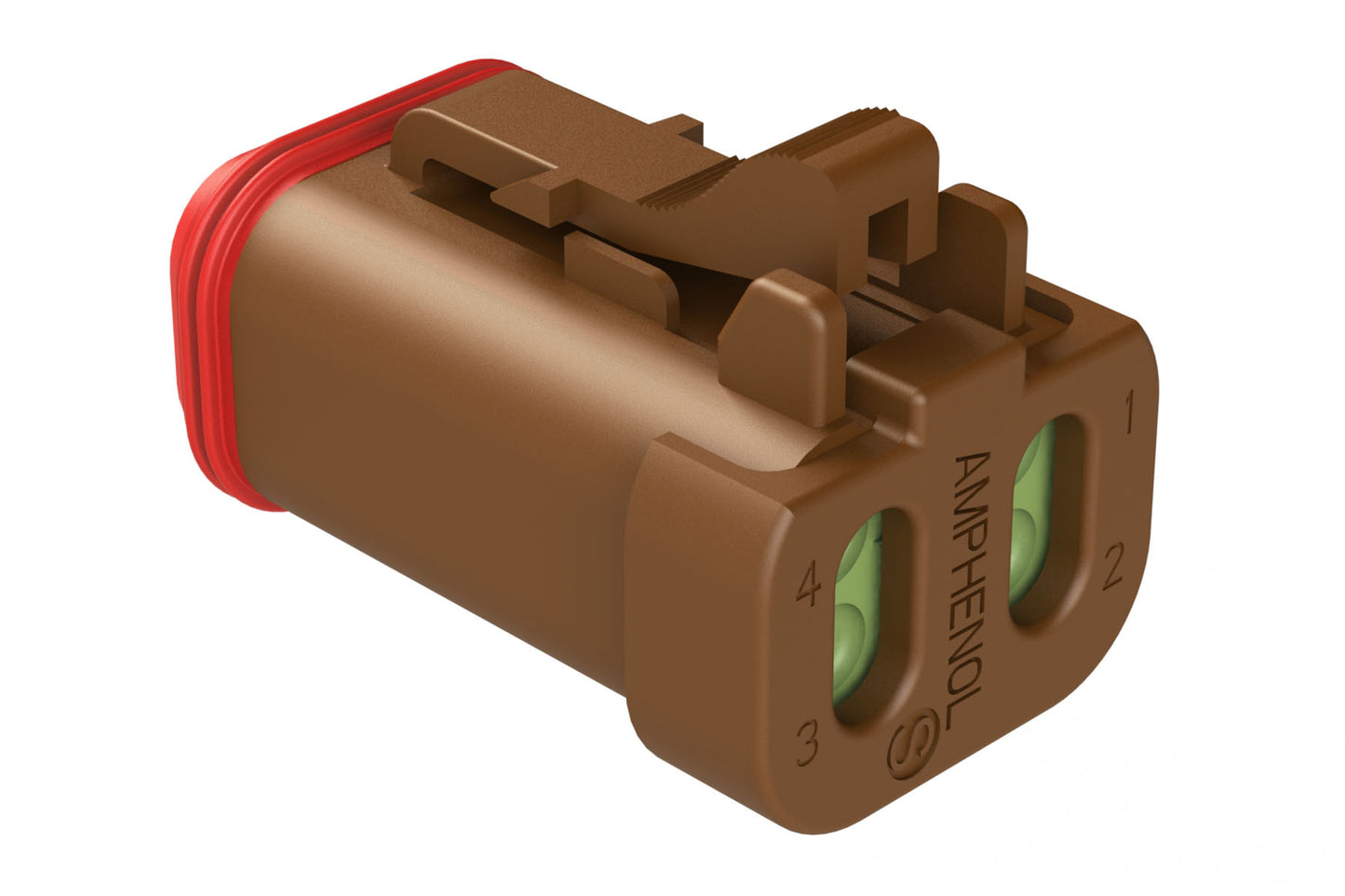 AT06-4S-MM01BRN 4-Way Plug, Female Connector with Reduced Diameter Seal (E-Seal) and End Cap, Brown
