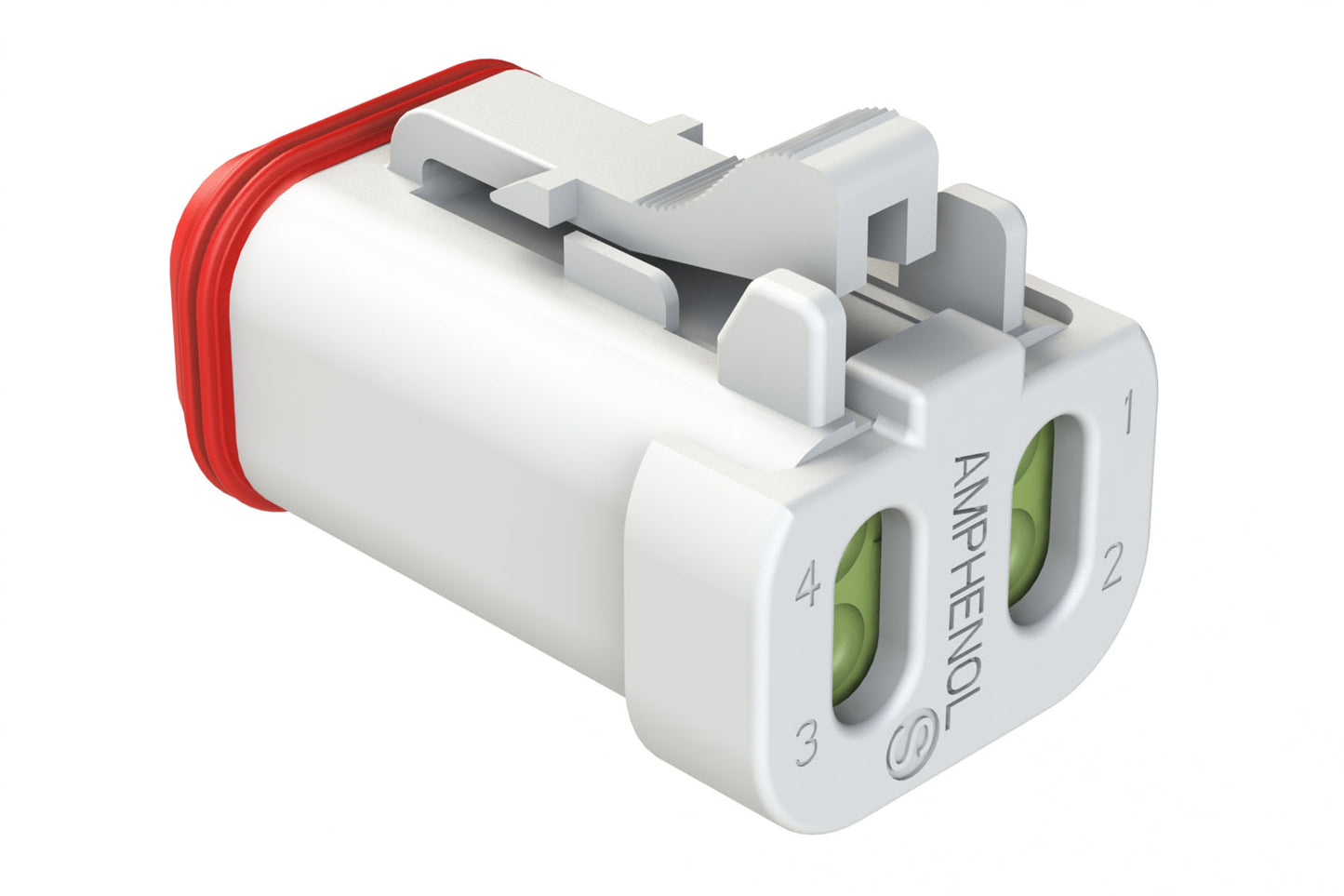 AT06-4S-MM01WHT 4-Way Plug, Female Connector with Reduced Diameter Seal (E-Seal) and End Cap, White