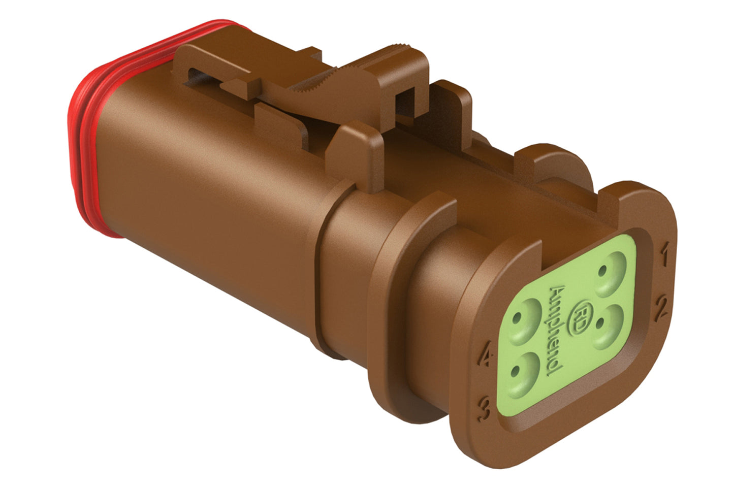 AT06-4S-OMRDBRN 4 Position Overmolded Plug, Socket, Reduced Seal, Brown