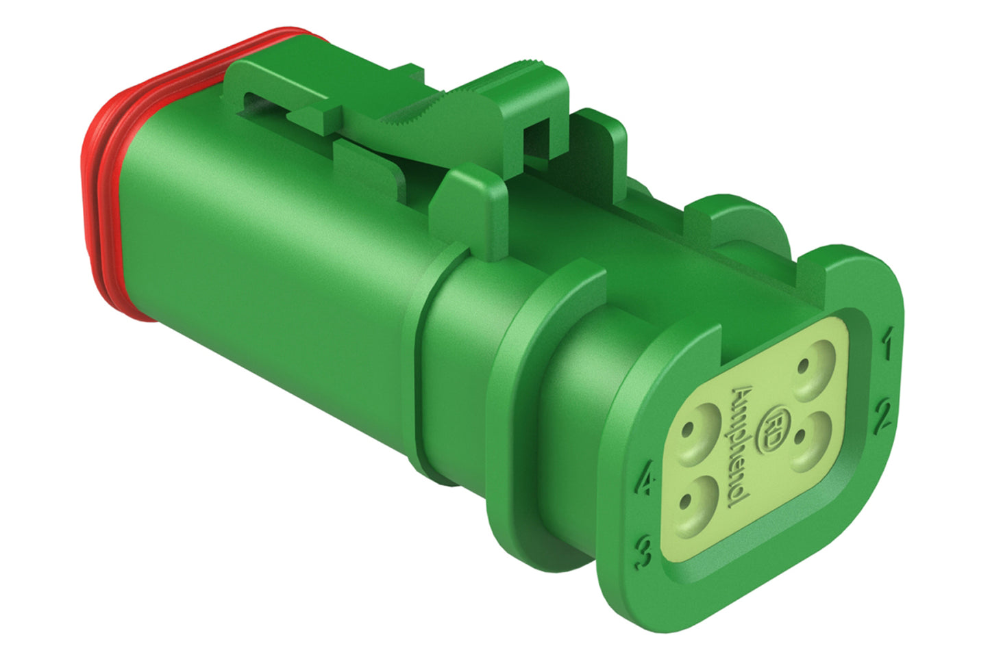 AT06-4S-OMRDGRN 4 Position Overmolded Plug, Socket, Reduced Seal, Green