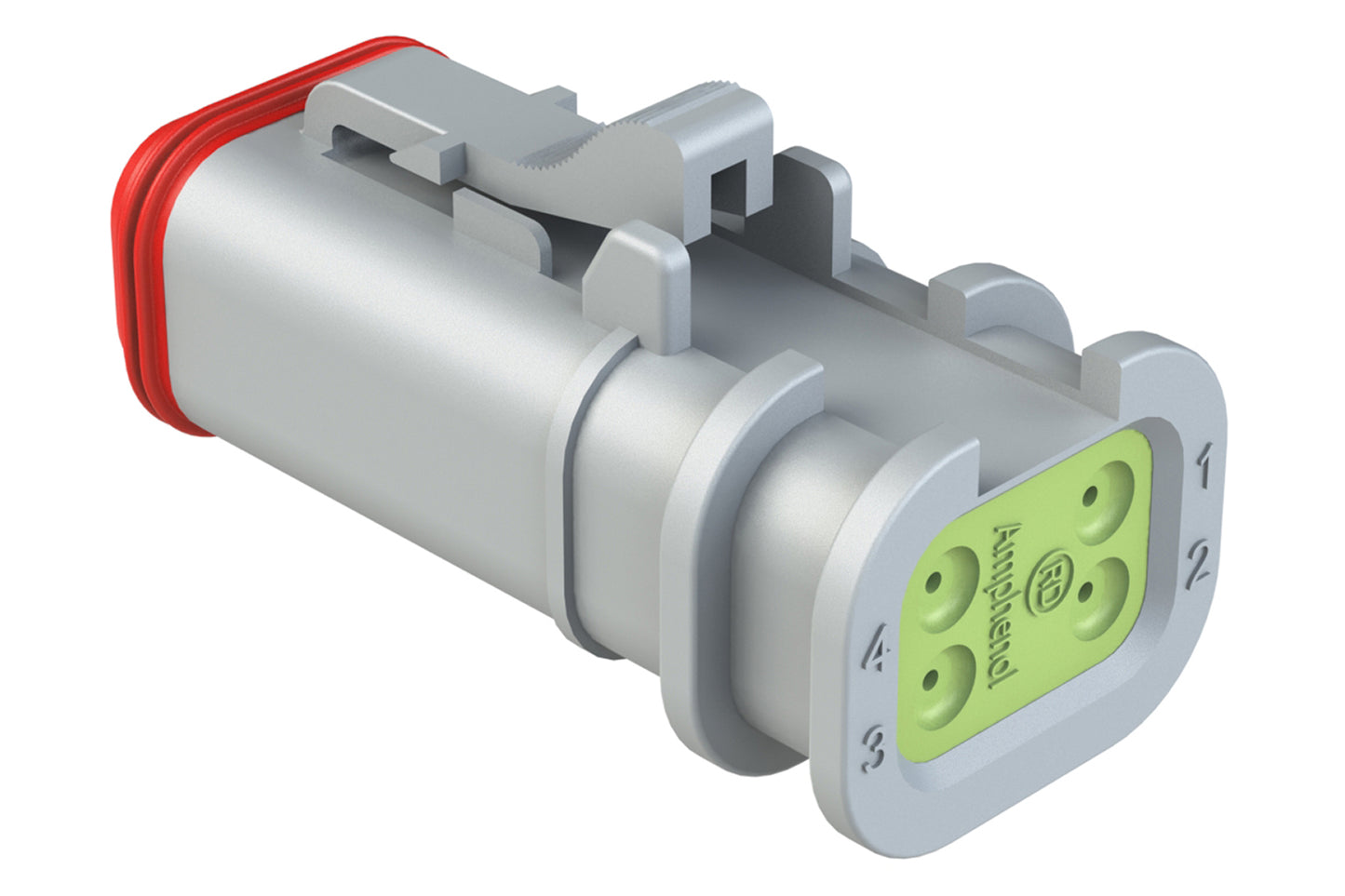 AT06-4S-OMRDGRY 4 Position Overmolded Plug, Socket, Reduced Seal, Grey