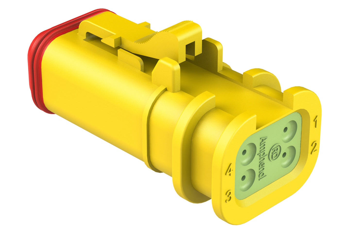 AT06-4S-OMRDYEL 4 Position Overmolded Plug, Socket, Reduced Seal, Yellow