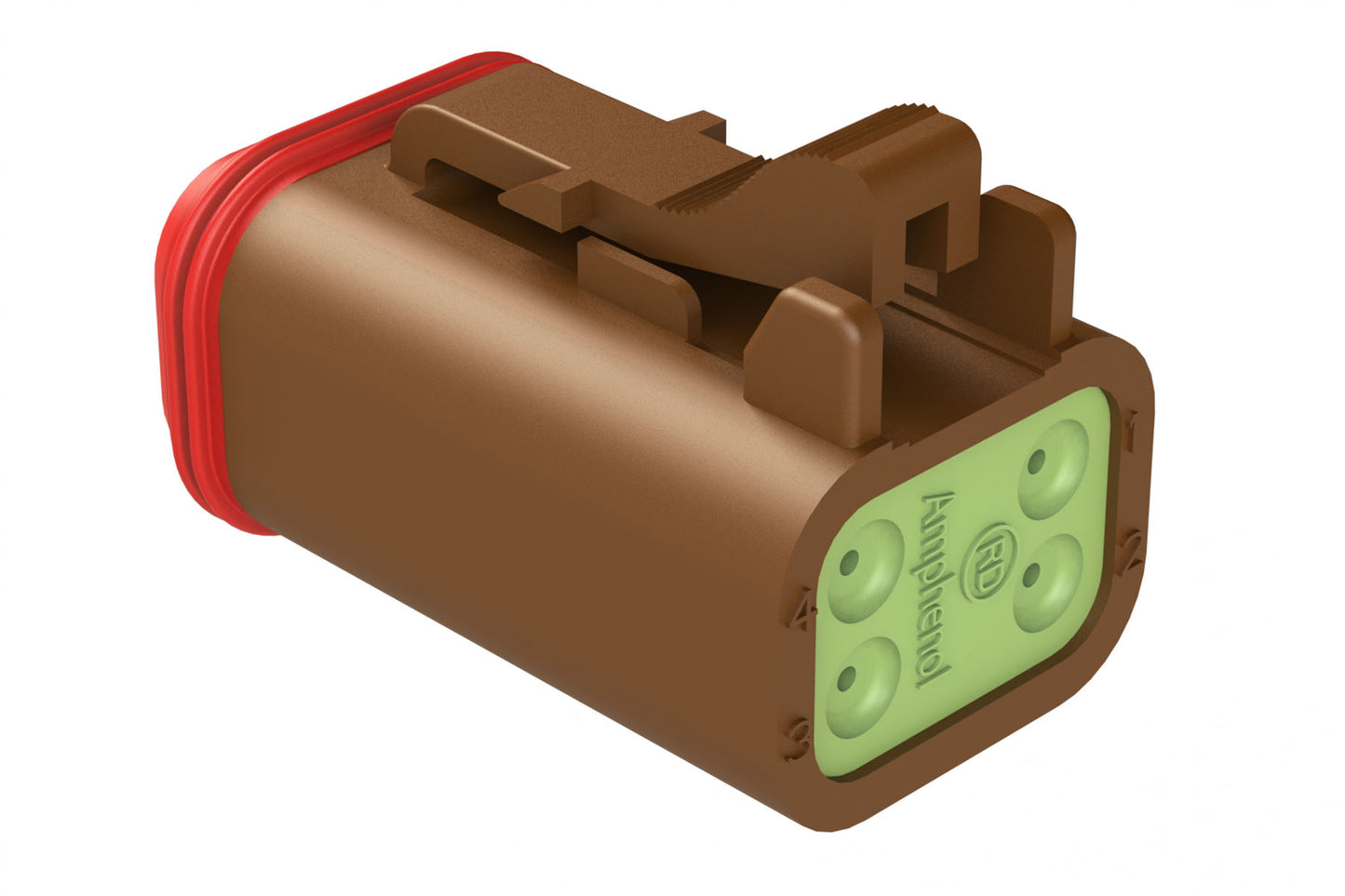 AT06-4S-RD01BRN 4-Way Plug, Black Female Connector with Reduced Diameter Seal (E-Seal), Brown