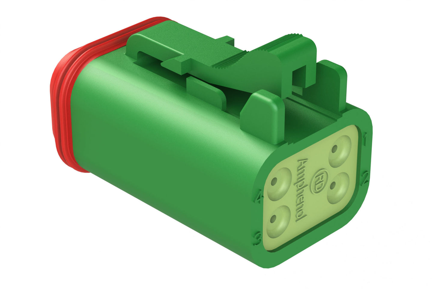 AT06-4S-RD01GRN 4-Way Plug, Black Female Connector with Reduced Diameter Seal (E-Seal), Green