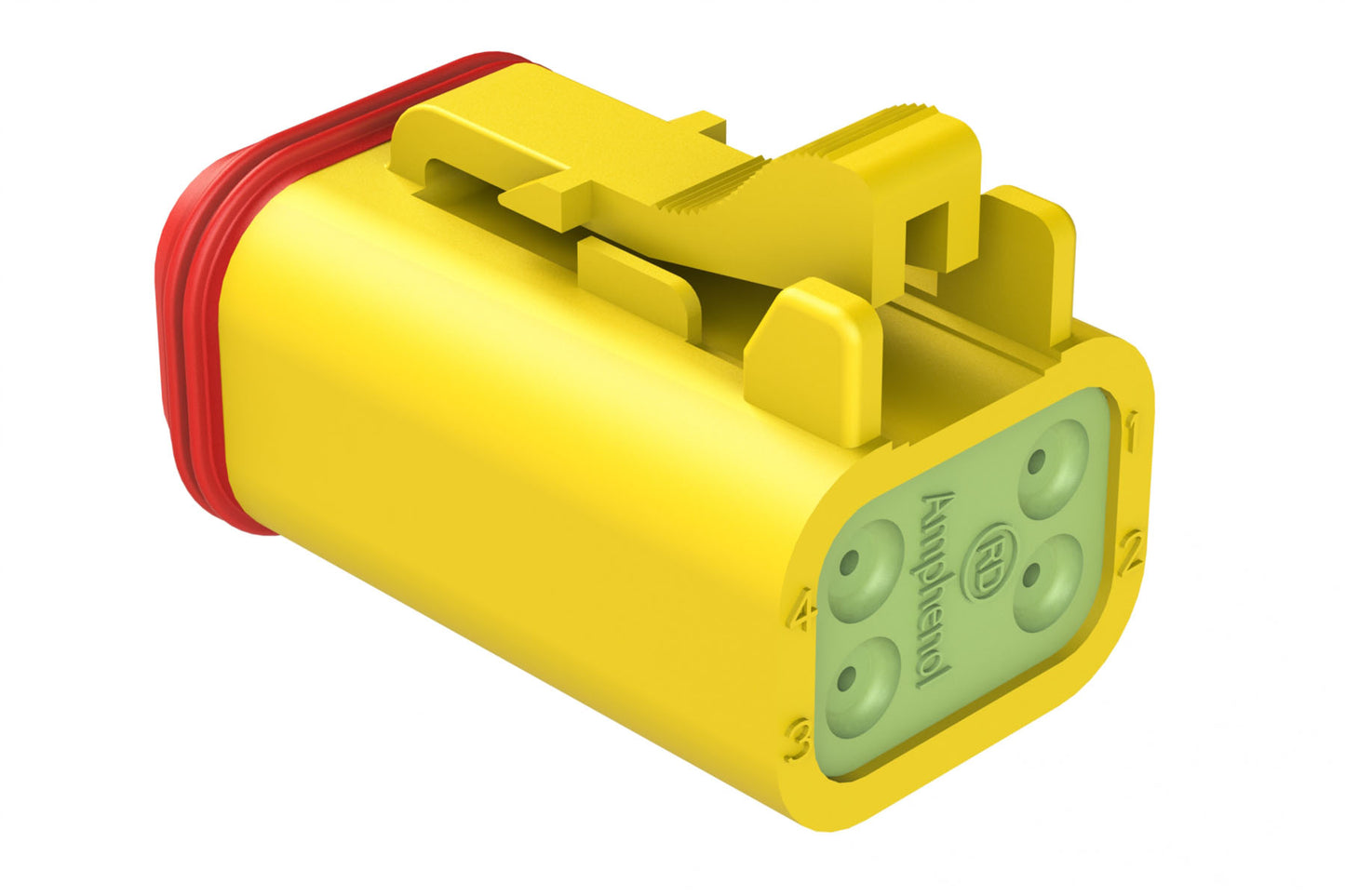 AT06-4S-RD01YEL 4-Way Plug, Black Female Connector with Reduced Diameter Seal (E-Seal), Yellow