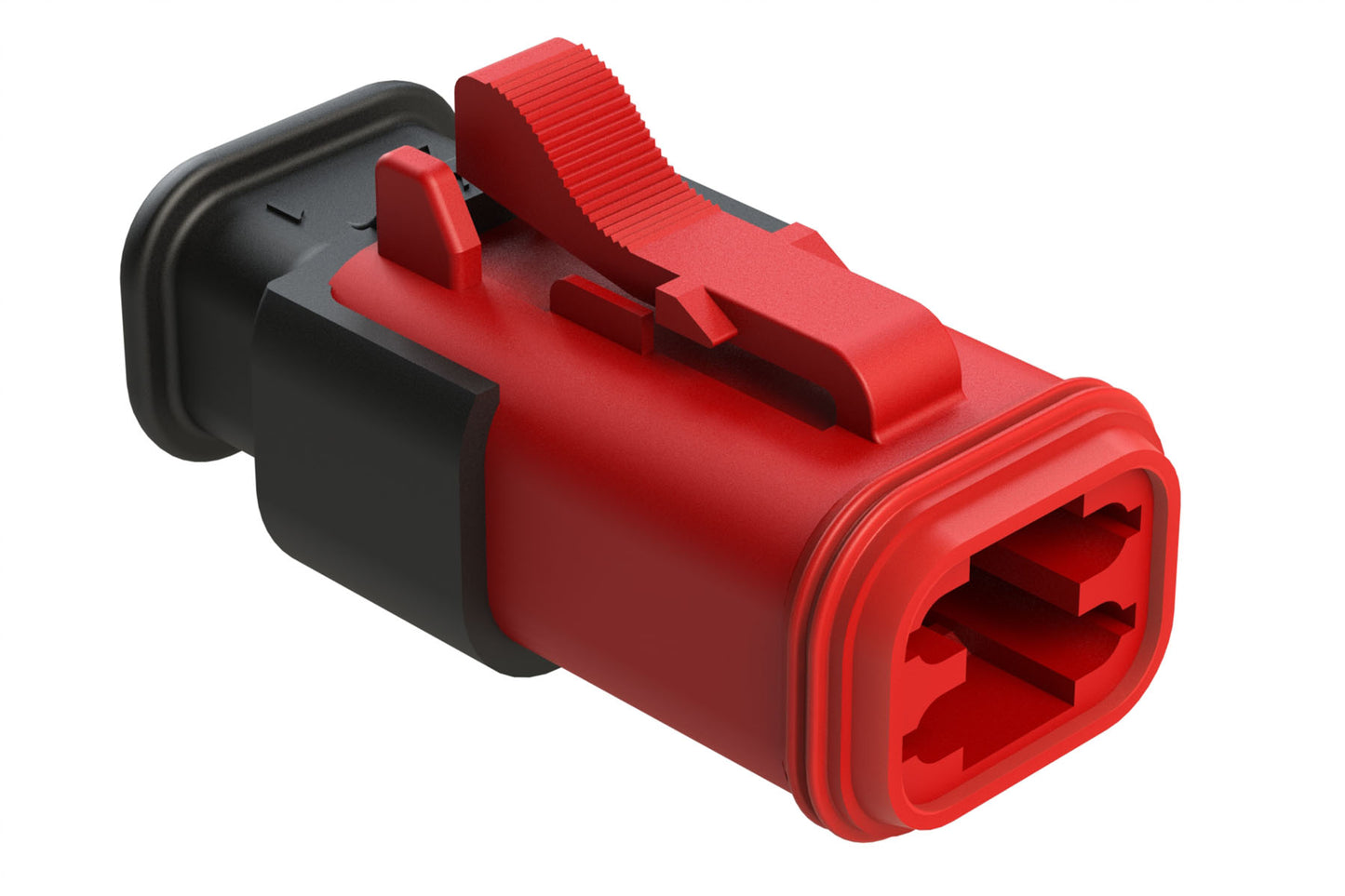 AT06-4S-SR01RED 4-Way Plug Female Connector with Strain Relief Endcap, Standard Seal, Red