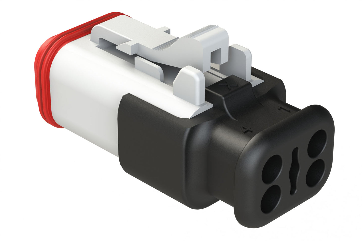 AT06-4S-SR01WHT 4-Way Plug Female Connector with Strain Relief Endcap, Standard Seal, White