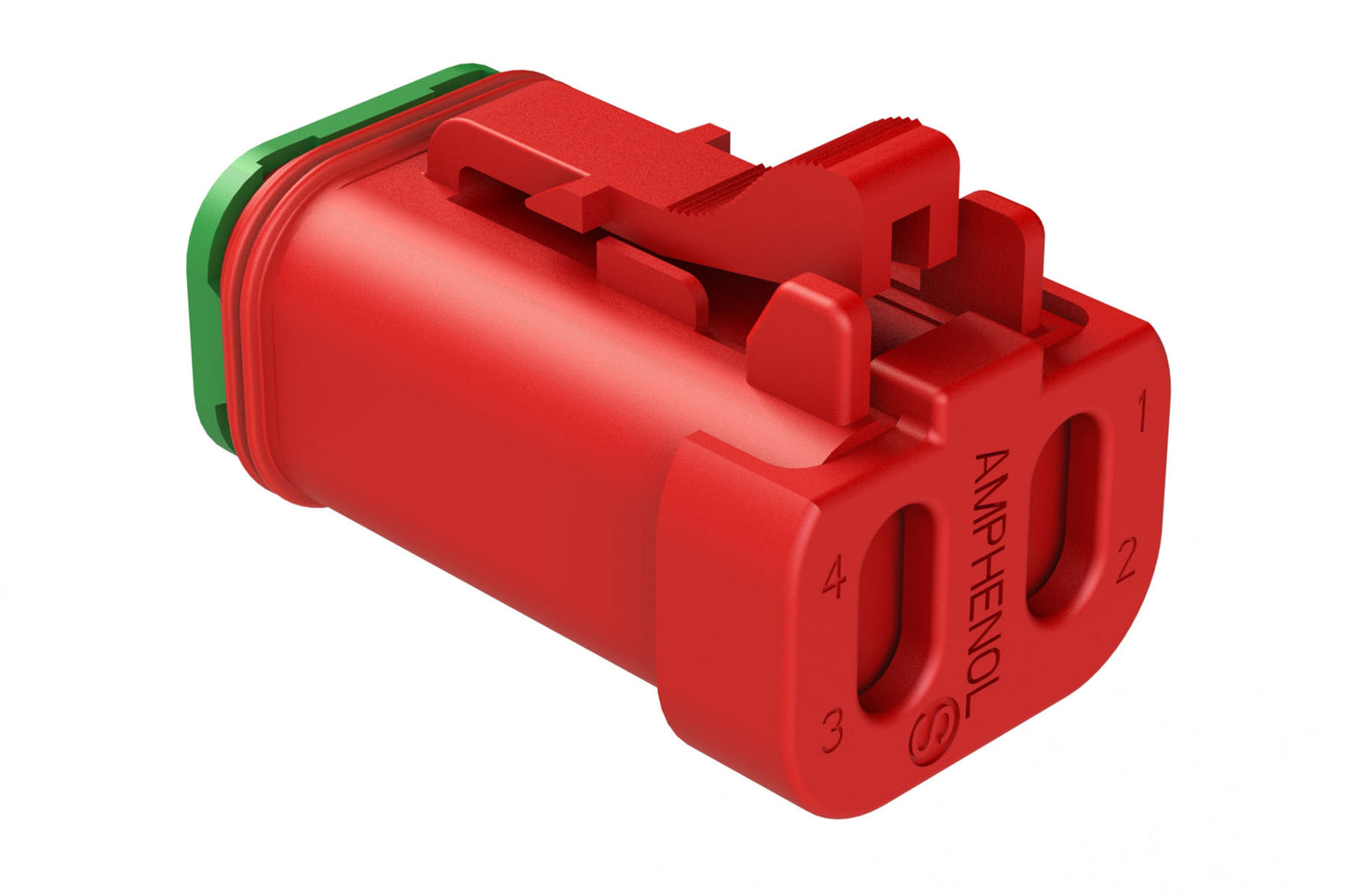 AT06-4S-SS01RED 4-Way Plug, Female Connector with Solid Rear Grommet and Endcap, Wedgelock included, Red