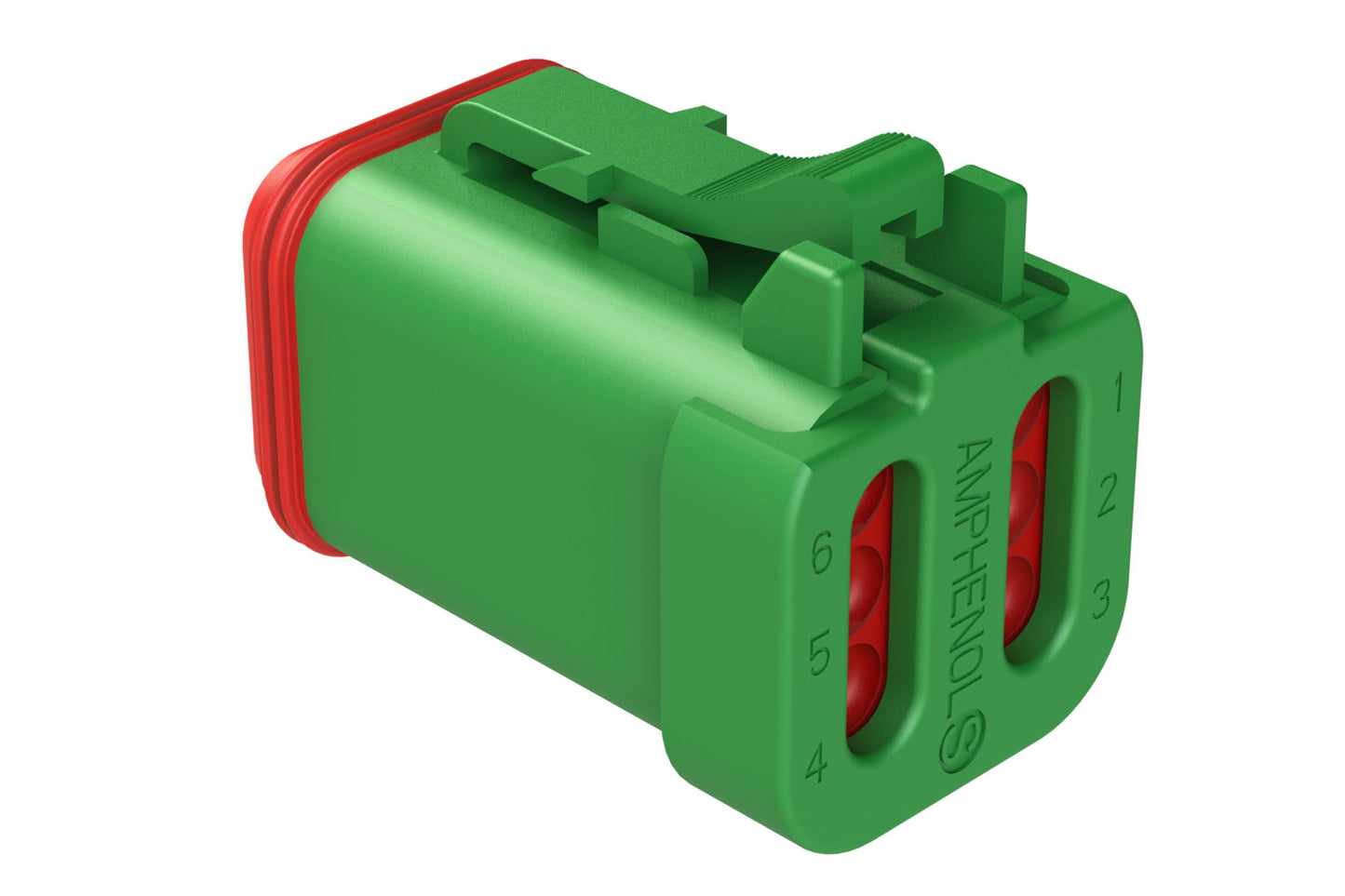 AT06-6S-EC01GRN 6-Way Plug, Female Connector with End Cap, Green