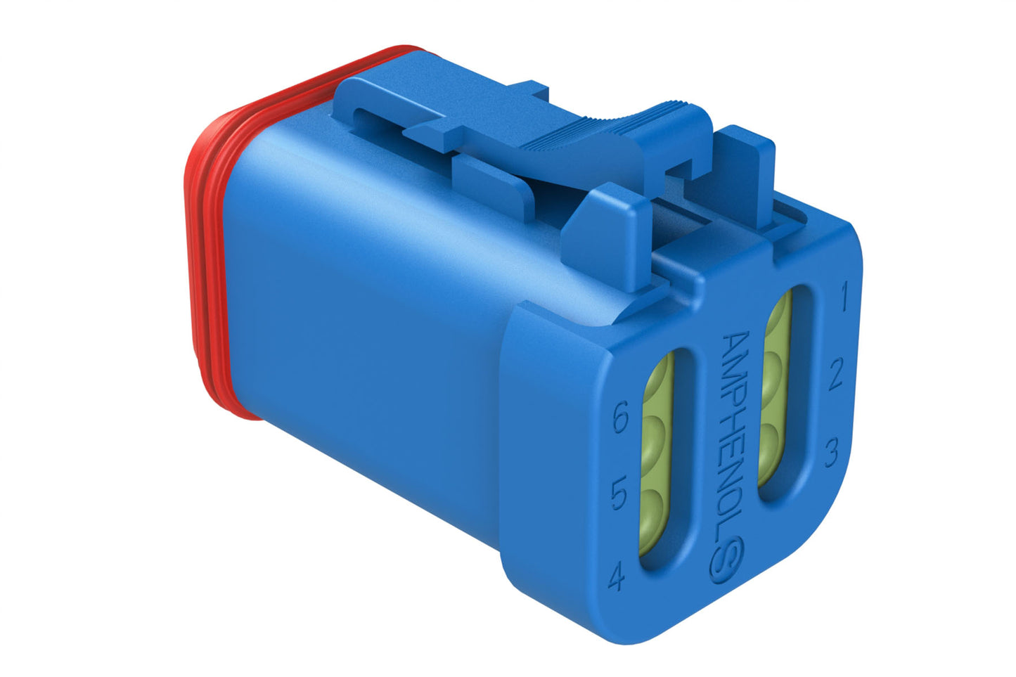 AT06-6S-MM01BLU 6-Way Plug, Female Connector with Reduced Diameter Seal (E-Seal) and End Cap, Blue