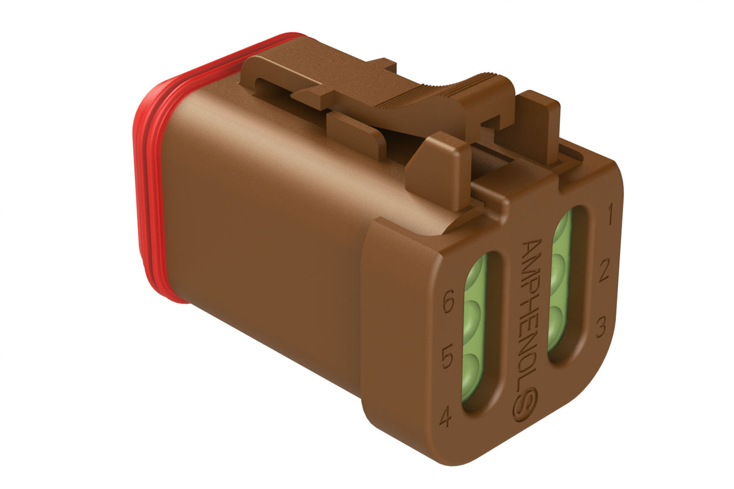 AT06-6S-MM01BRN 6-Way Plug, Female Connector with Reduced Diameter Seal (E-Seal) and End Cap, Brown