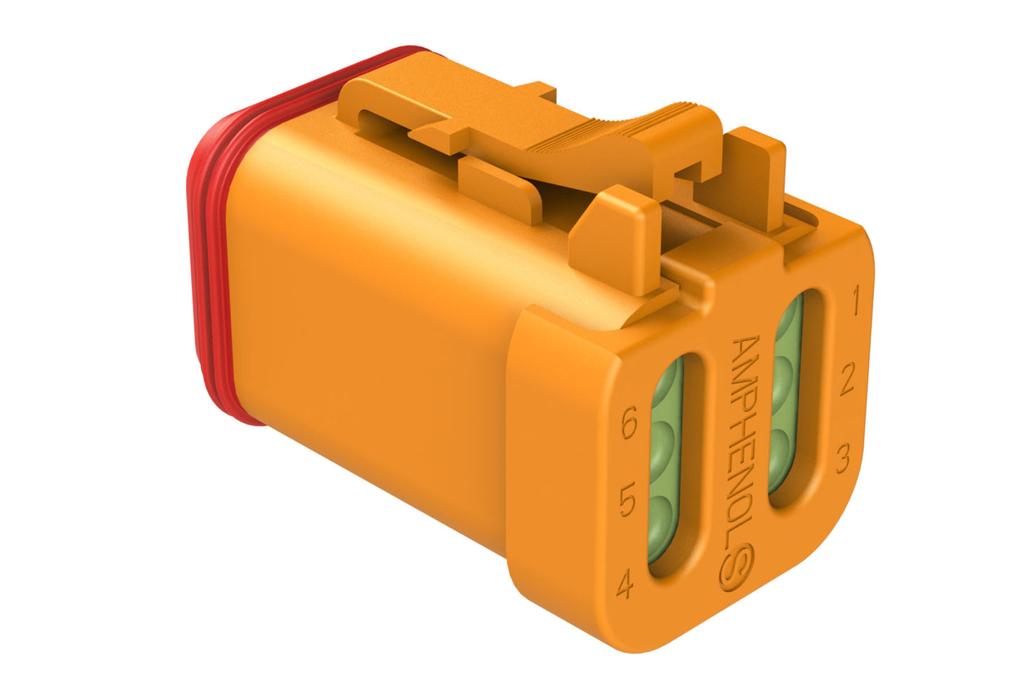 AT06-6S-MM01ORG 6-Way Plug, Female Connector with Reduced Diameter Seal (E-Seal) and End Cap, Orange