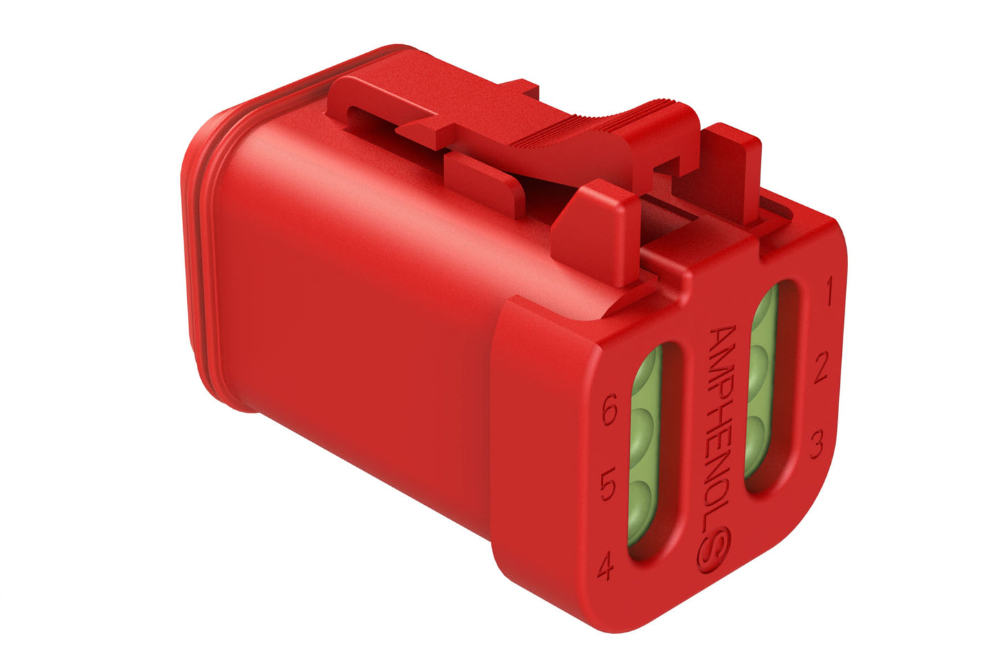 AT06-6S-MM01RED 6-Way Plug, Female Connector with Reduced Diameter Seal (E-Seal) and End Cap, Red